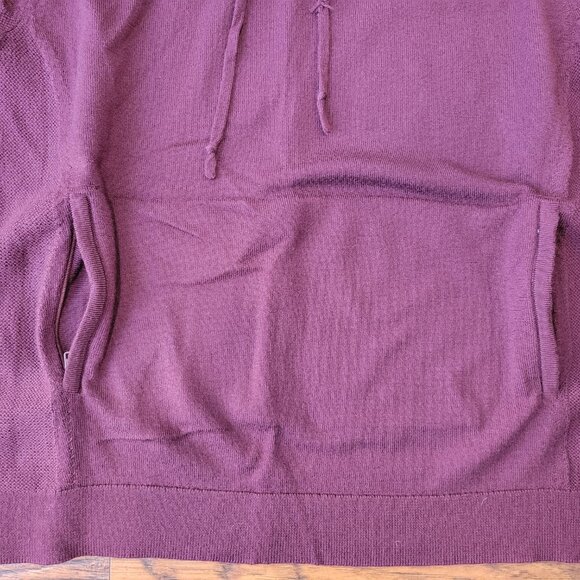 AWAY Travel Burgundy Red Merino Wool Drawstring Pullover Hoodie sz XL Autumn - Picture 2 of 6